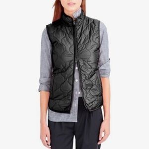 J Crew Womens Sz M Black Layering Quilted Puffer Vest w Primaloft